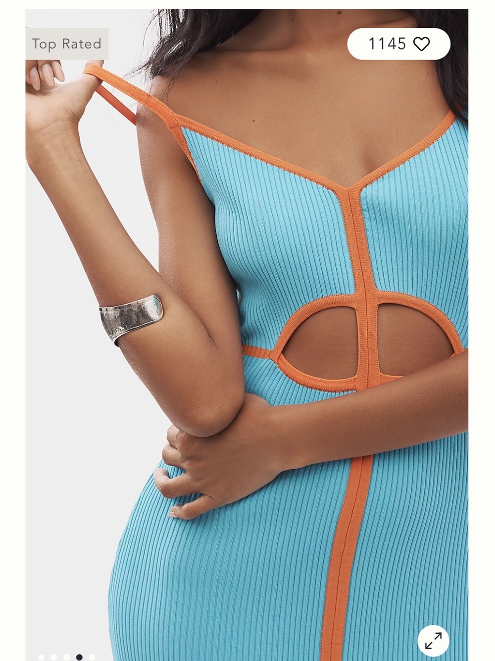 Anthropologie Siempre the label x NeW Turquoise Ribbed Dress Orange Large - Picture 4 of 7